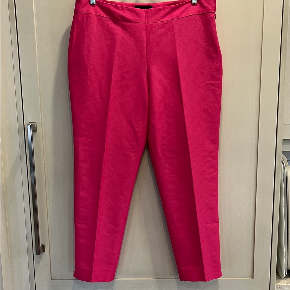 Talbots Vibrant Pink Cotton Silk blend fully lined Ankle length Straight Pants